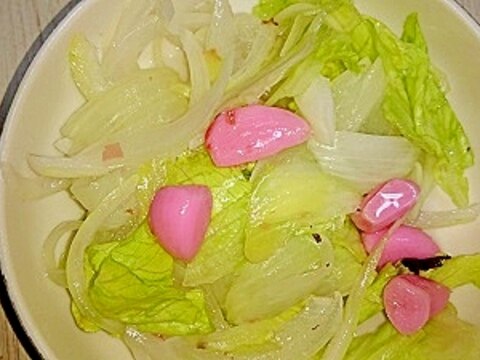 新玉ねぎとレタスのかつおにんにく和え